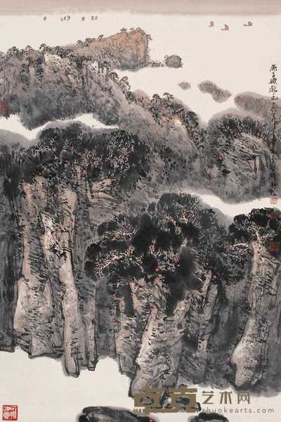 秦剑铭 1988年作 燕子矶秋色 立轴 83×55cm